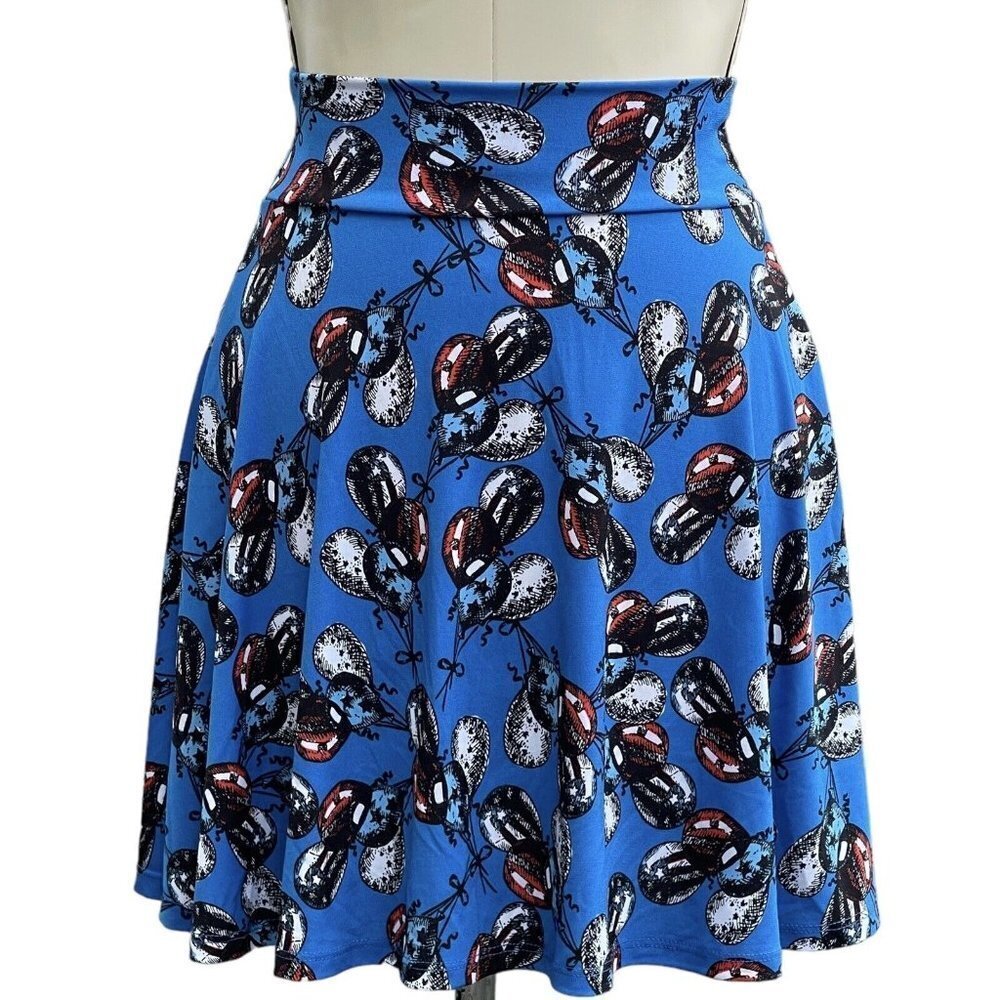LulaRoe Patriotic Balloons Stars & Stripes Girl's Skirt Size 8 Skater A-Line EUC
